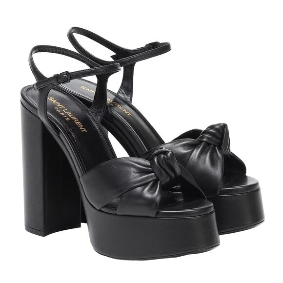 Saint Laurent Bianca 125 Platform Sandal Black Leather Size 35.5 6 US Open Toe - Picture 1 of 13